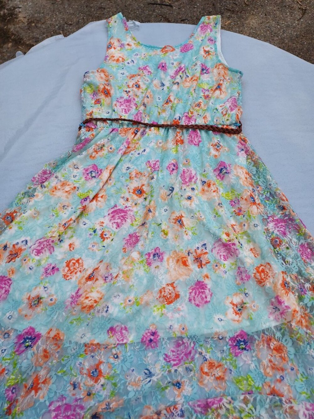 No Boundaries Blue Floral Lace Dress - Picture 2 of 2